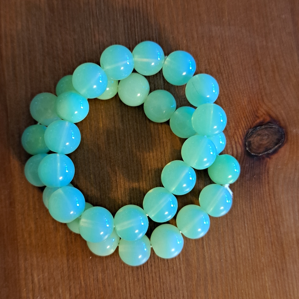 Chunky Mint Green Beaded Stretch Bracelet